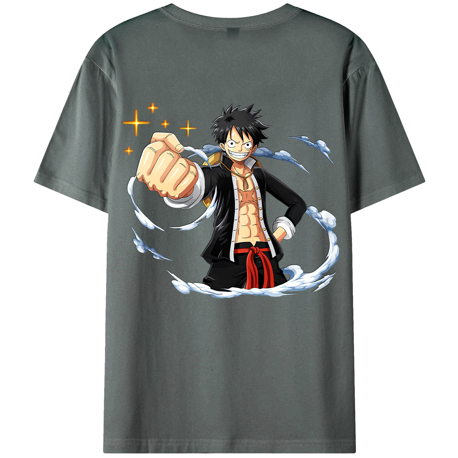 ワンピース モンキー・D・ルフィ ONE PIECE Monkey D. Luffy 綿100％ メンズ半袖Tシャツ（バックプリント） 通気性